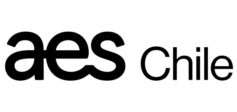 AES Chile logo with the letters 'aes' in bold, rounded lowercase font and 'Chile' in a thinner, modern font, all in black on a white background.